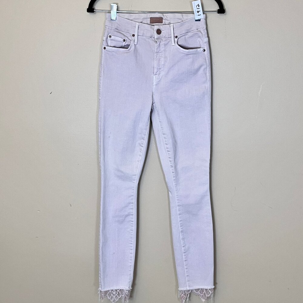 Mother High Waisted Looker Dagger Ankle Fray Blush Lace Jeans - Women's Size 24